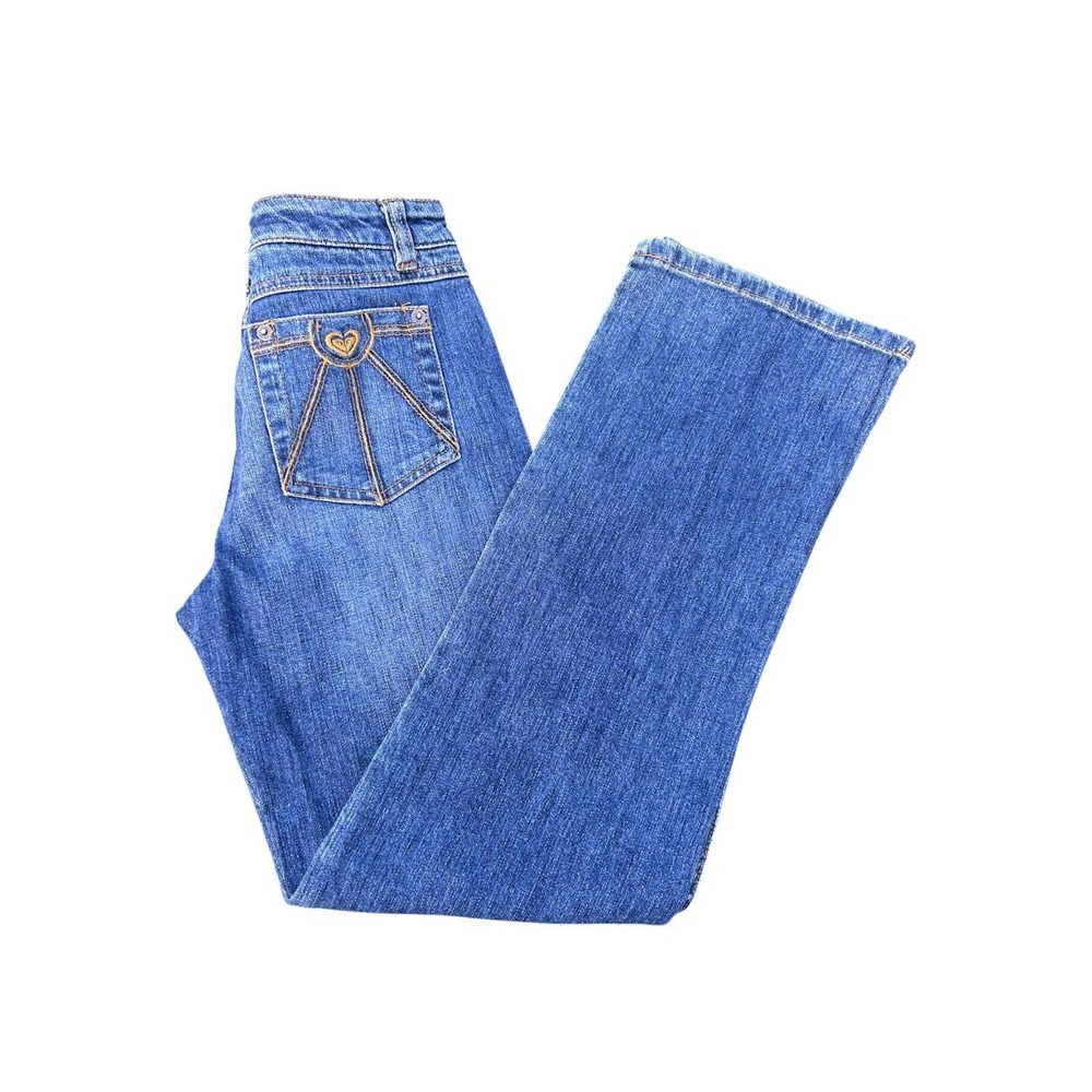 Roxy Girl Blue Denim Jeans Size 14 Medium Wash Straight Leg Y2K Surf-Core Boho‎